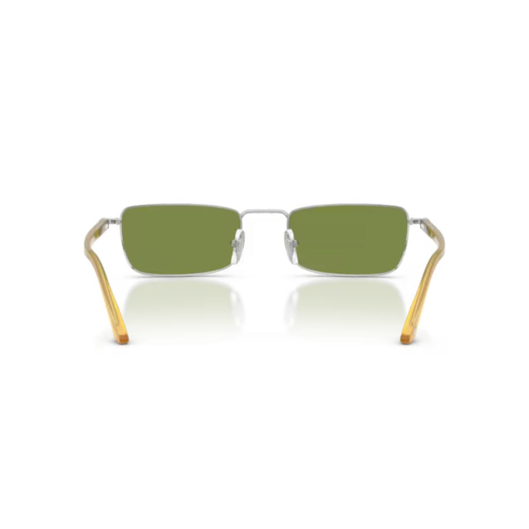 0po1025s Rectangular Metal Frame Sunglasses with Translucent Amber Temples