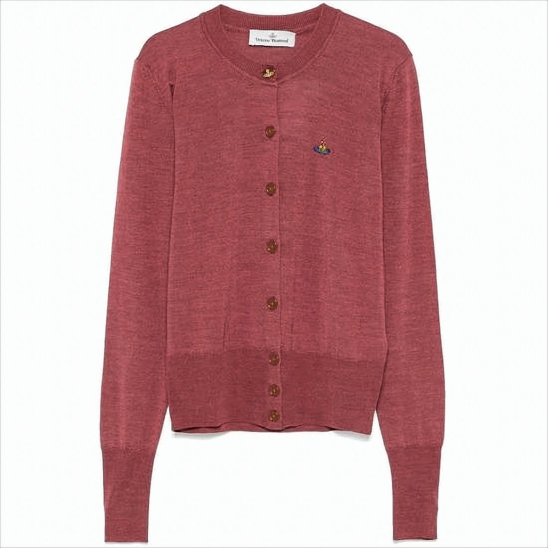 Fitted Red Knit Cardigan with Button Closure