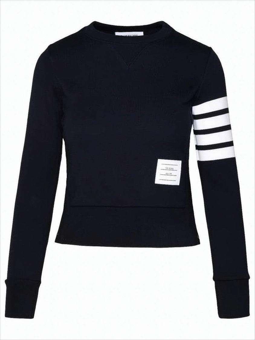 Fitted Long-Sleeve Cotton Top with Ribbed Cuffs