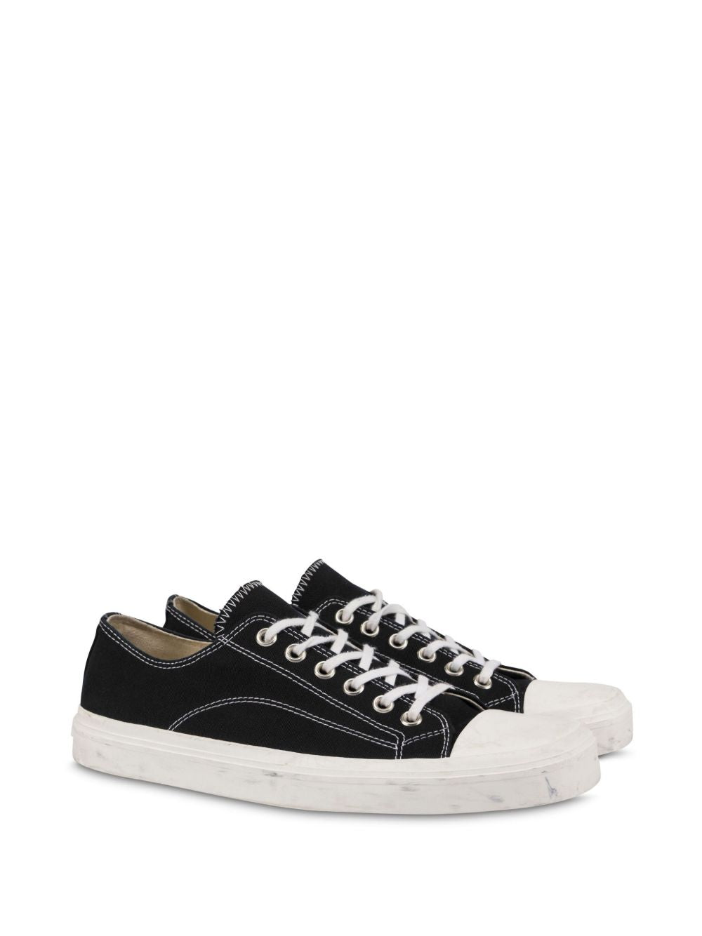 Panelled Black Canvas Sneakers