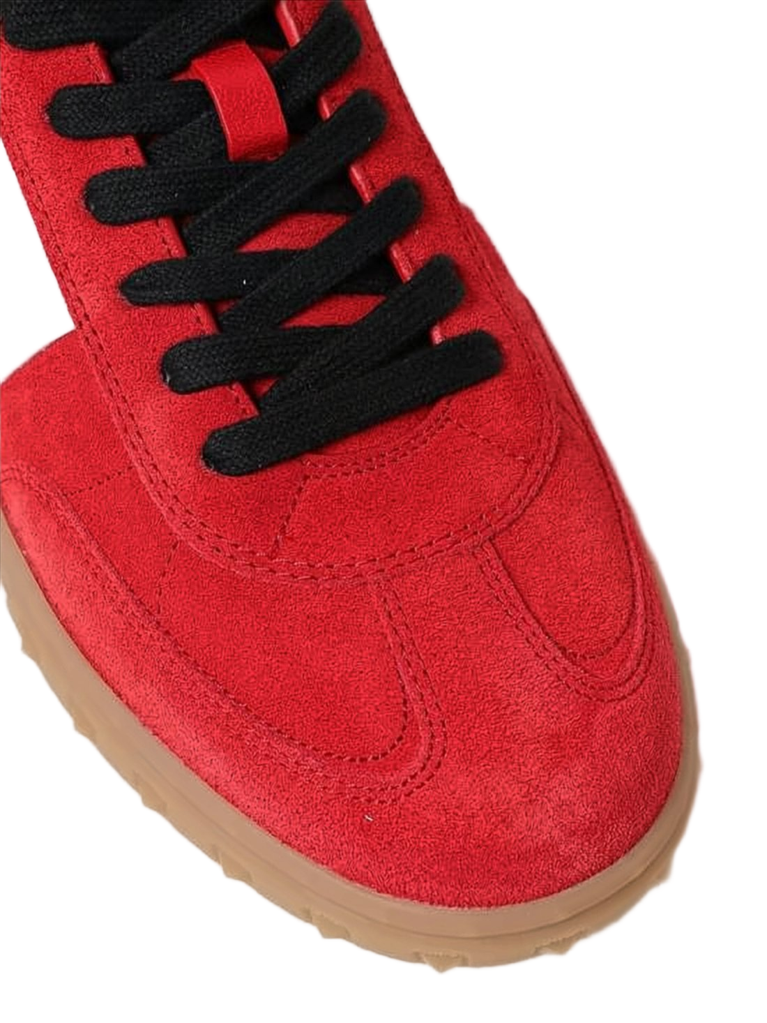 Red Suede Sneakers with Gum Rubber Sole