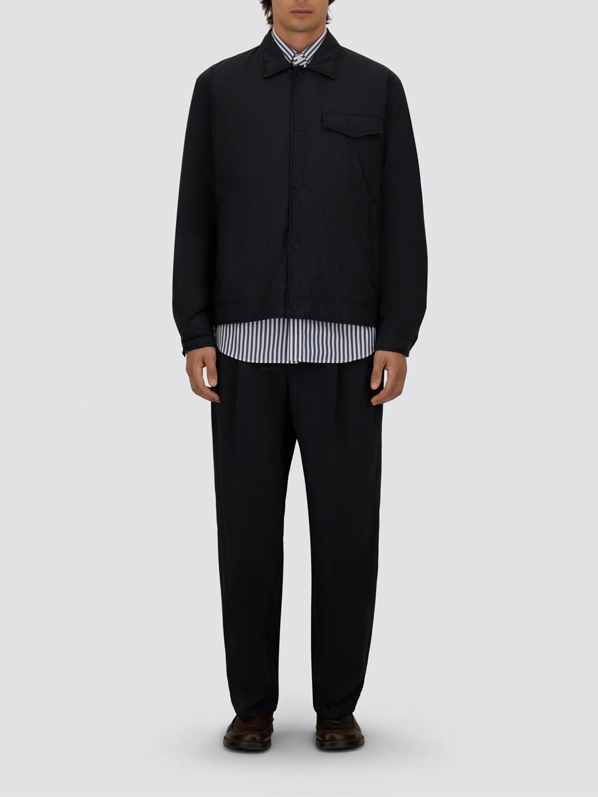 Black Structured Minimalist Tailored Cotton Jacket