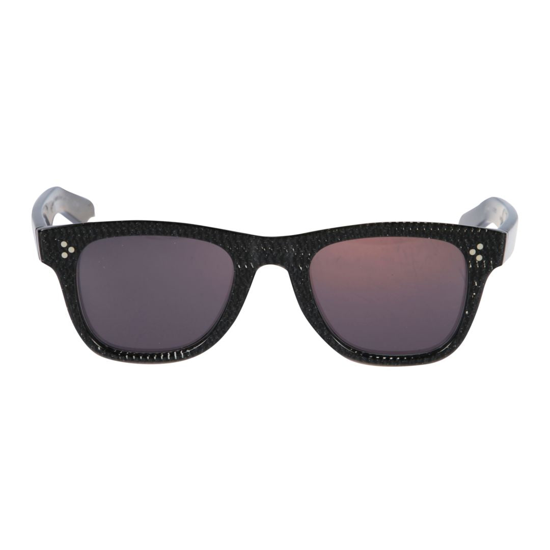 Voyager 23 Textured Black Rectangular Sunglasses with Reflective Lenses