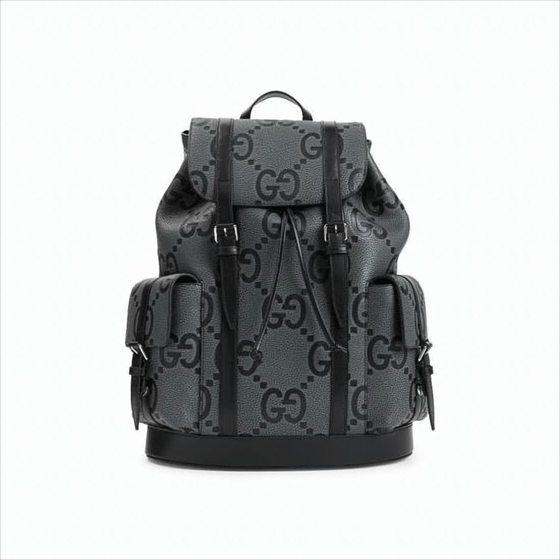 Textured Leather Backpack with Monogram Pattern