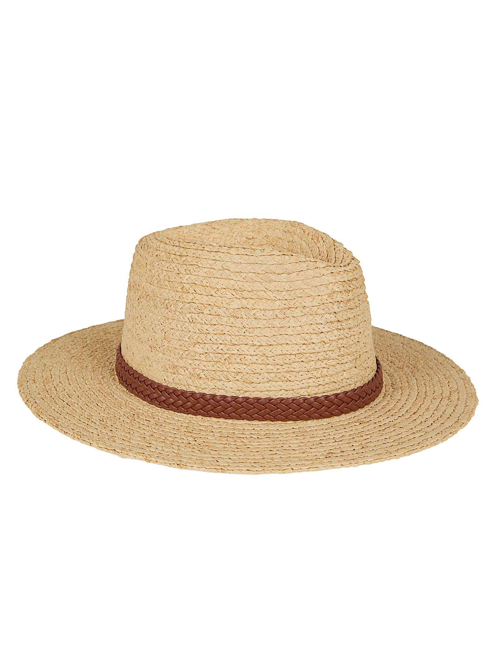 Wide Brim Raffia Hat with Structured Crown