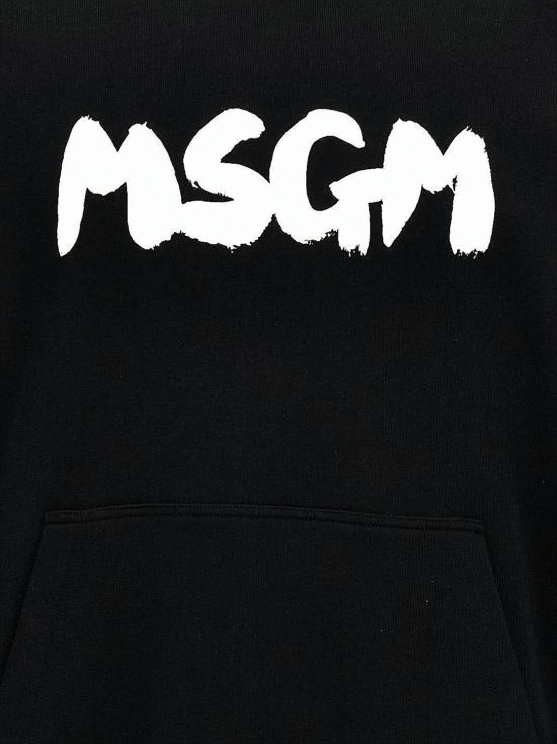 Black Hoodie with Bold Brushstroke Logo and Relaxed Fit