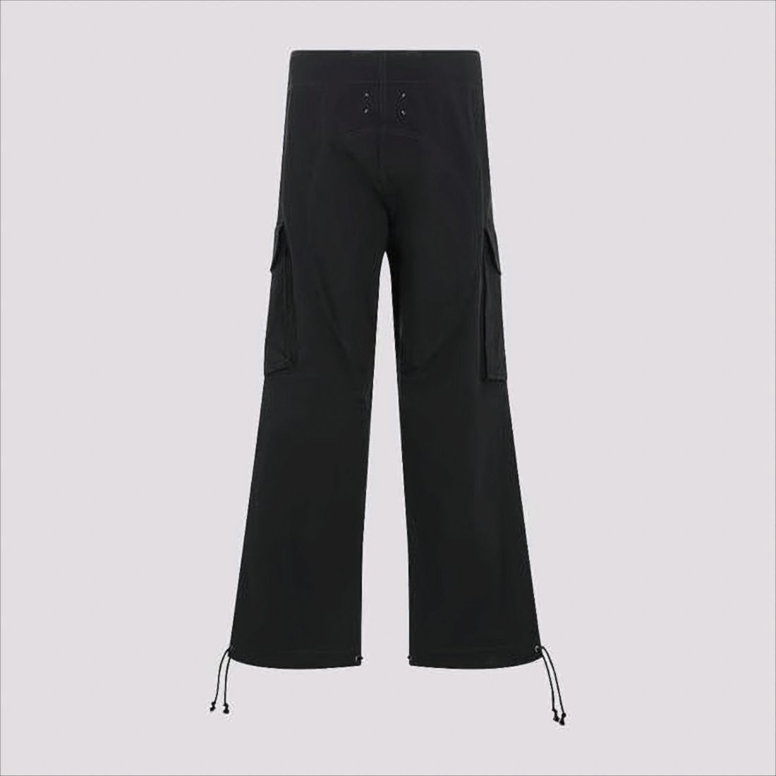 Relaxed Fit Black Cargo Pants With Adjustable Drawstrings