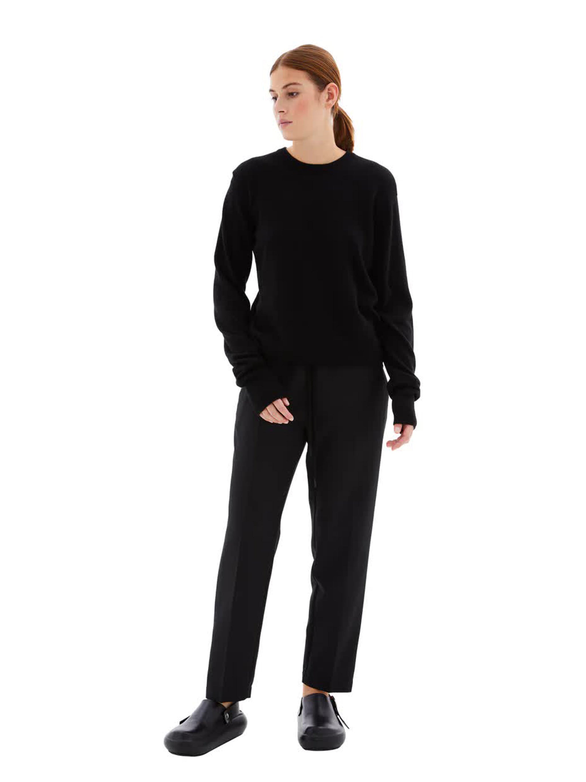 Black Cashmere Crew Neck Sweater