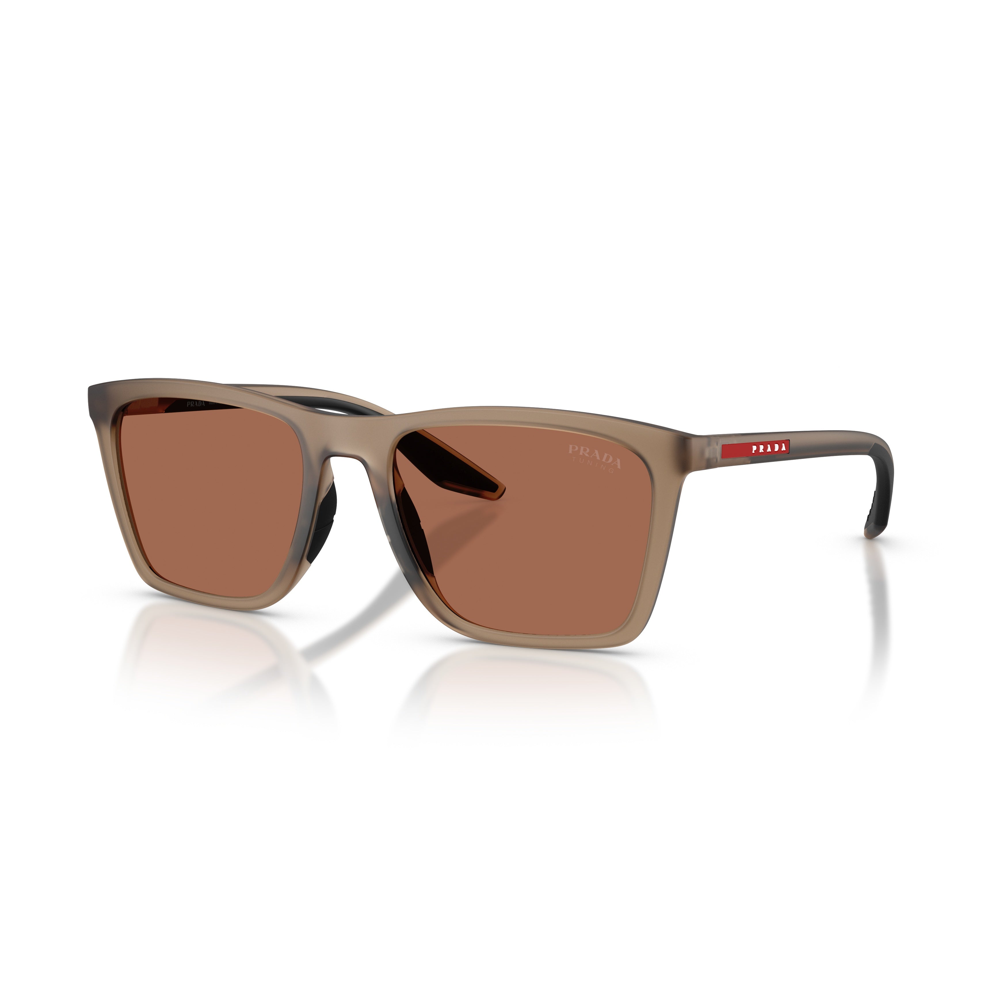 0ps B08s Translucent Brown Rectangular Frame Sunglasses