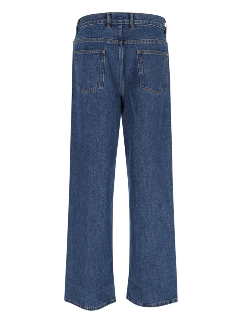 Straight Jeans, In Blue Denim, Medium Waist