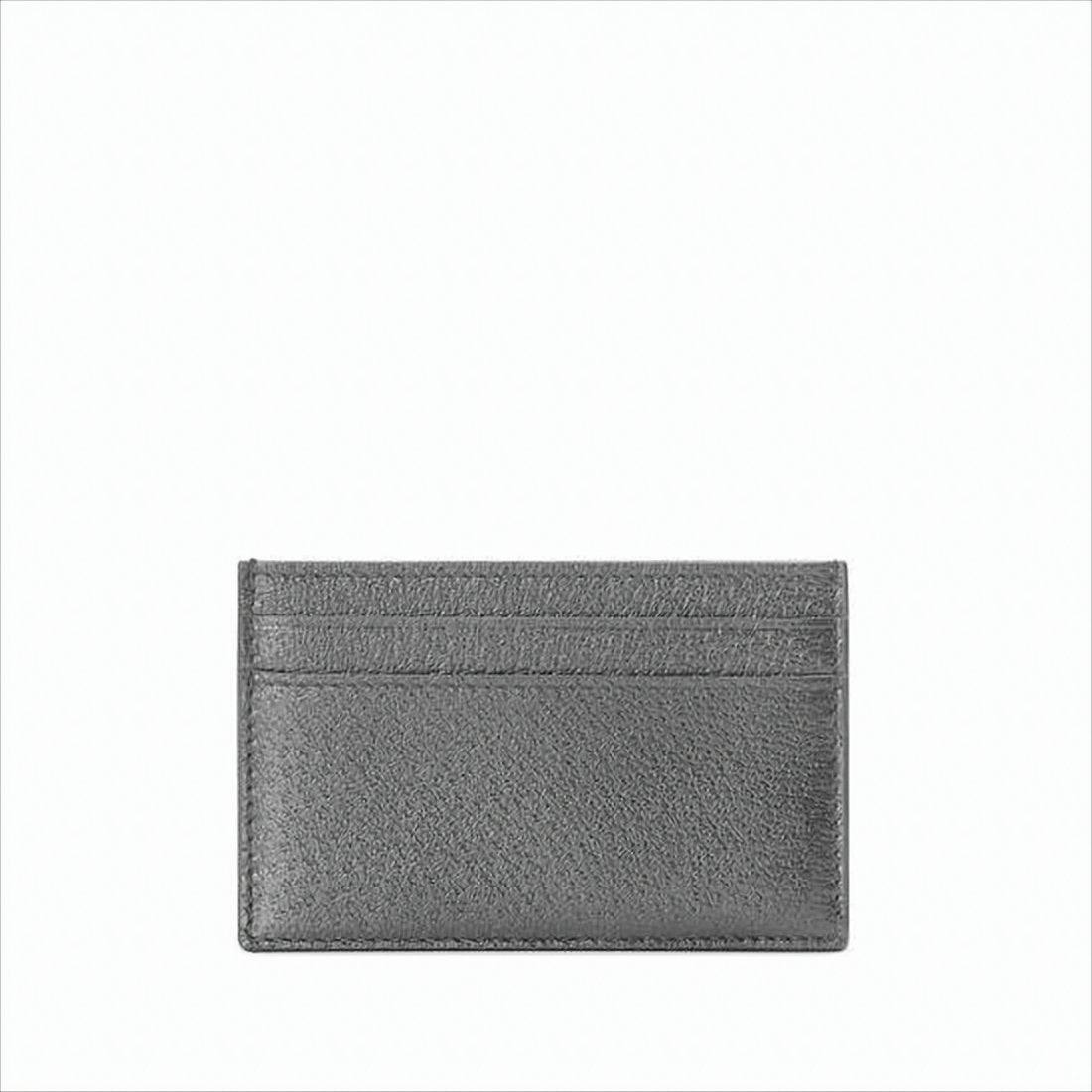 Sleek Textured Leather Card Wallet with Gold-tone Double-G Accent