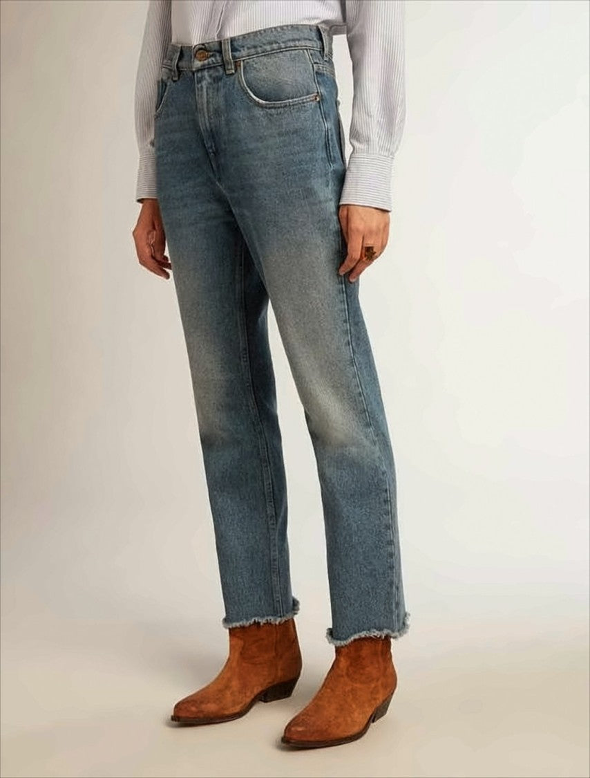 Classic Straight-Leg Denim Pants With Vintage Finish