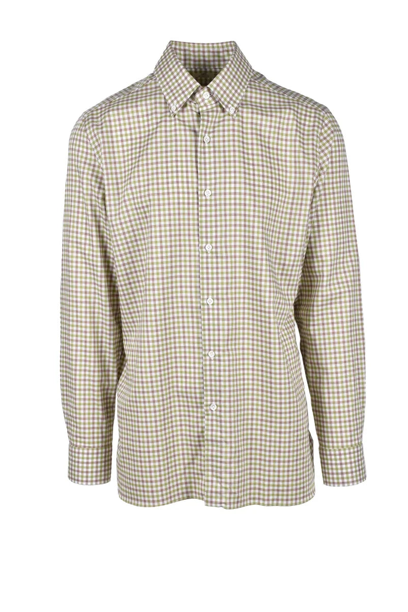 Checkered Button-Down Shirt with Structured Collar