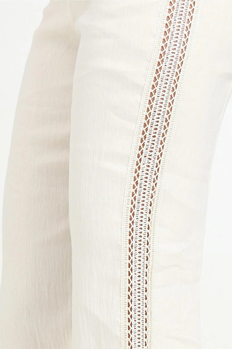 Linen Polyamide Trousers - Cream
