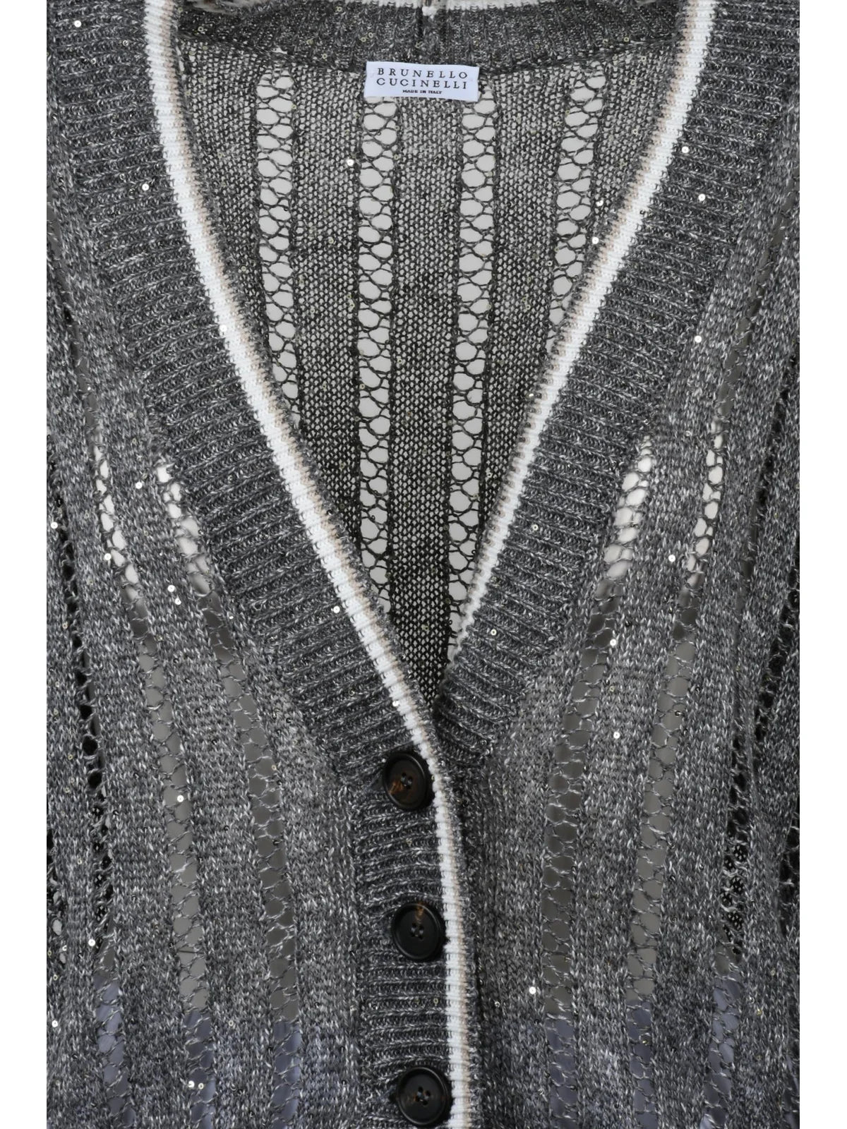 Grey Tricot Linen Nylon Cardigan