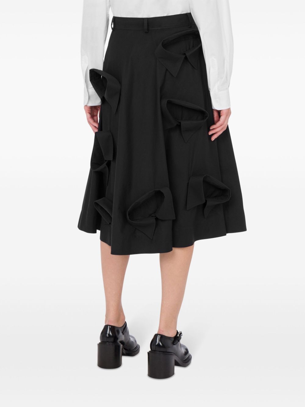 Knee-Length A-Line Skirt with Sculptural Details