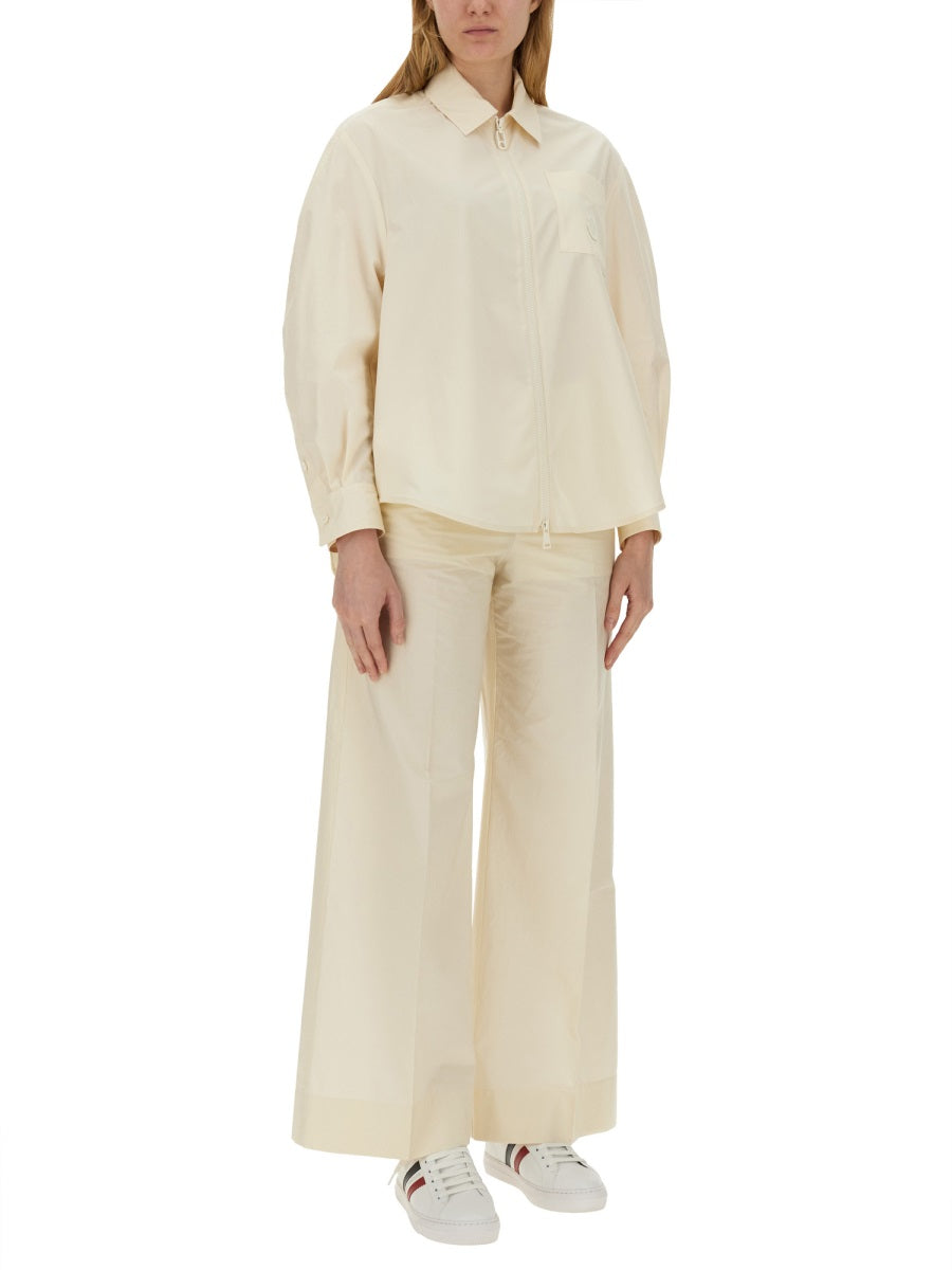 Cotton Poplin Pants with Straight Leg Silhouette