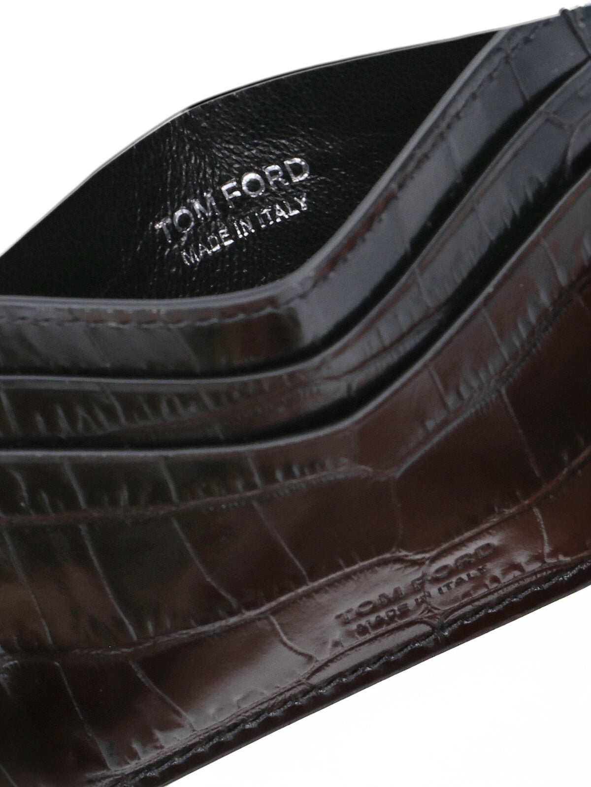 Black Embossed Leather Card Holder