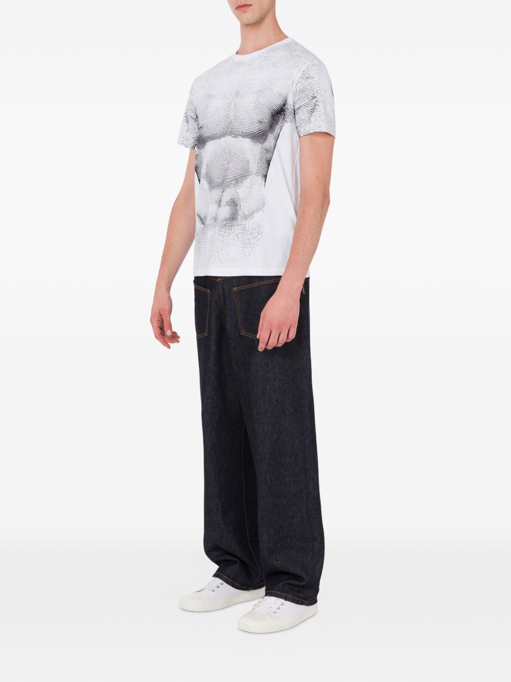 Monochrome Print T-shirt with Sculpted Torso