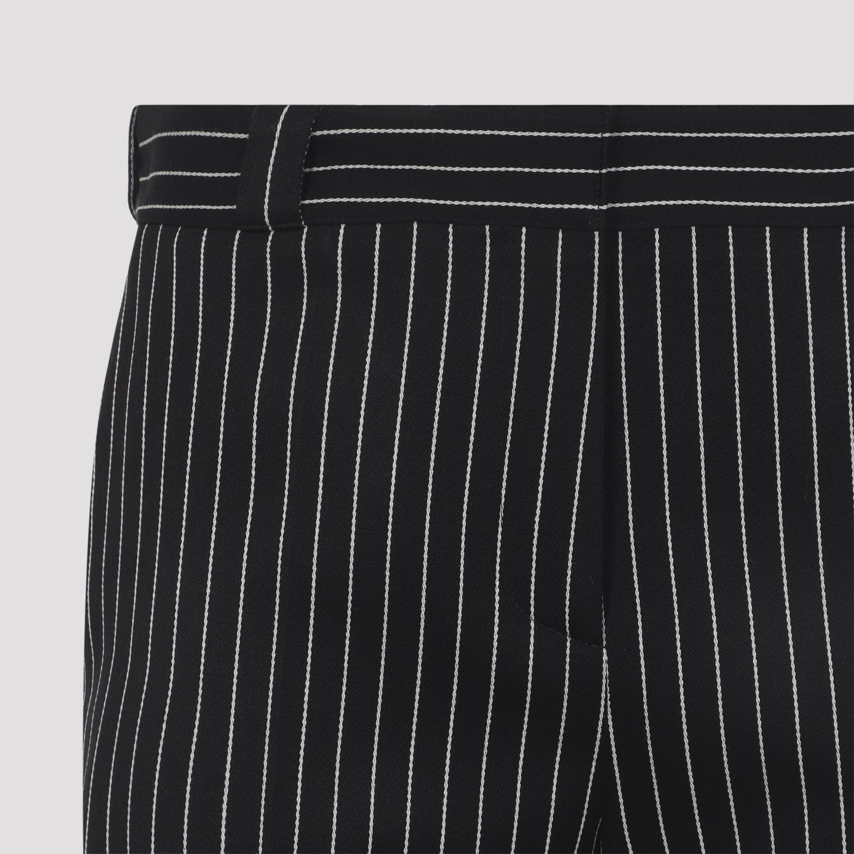 Tailored Straight-Leg Pants With Pinstripe Design