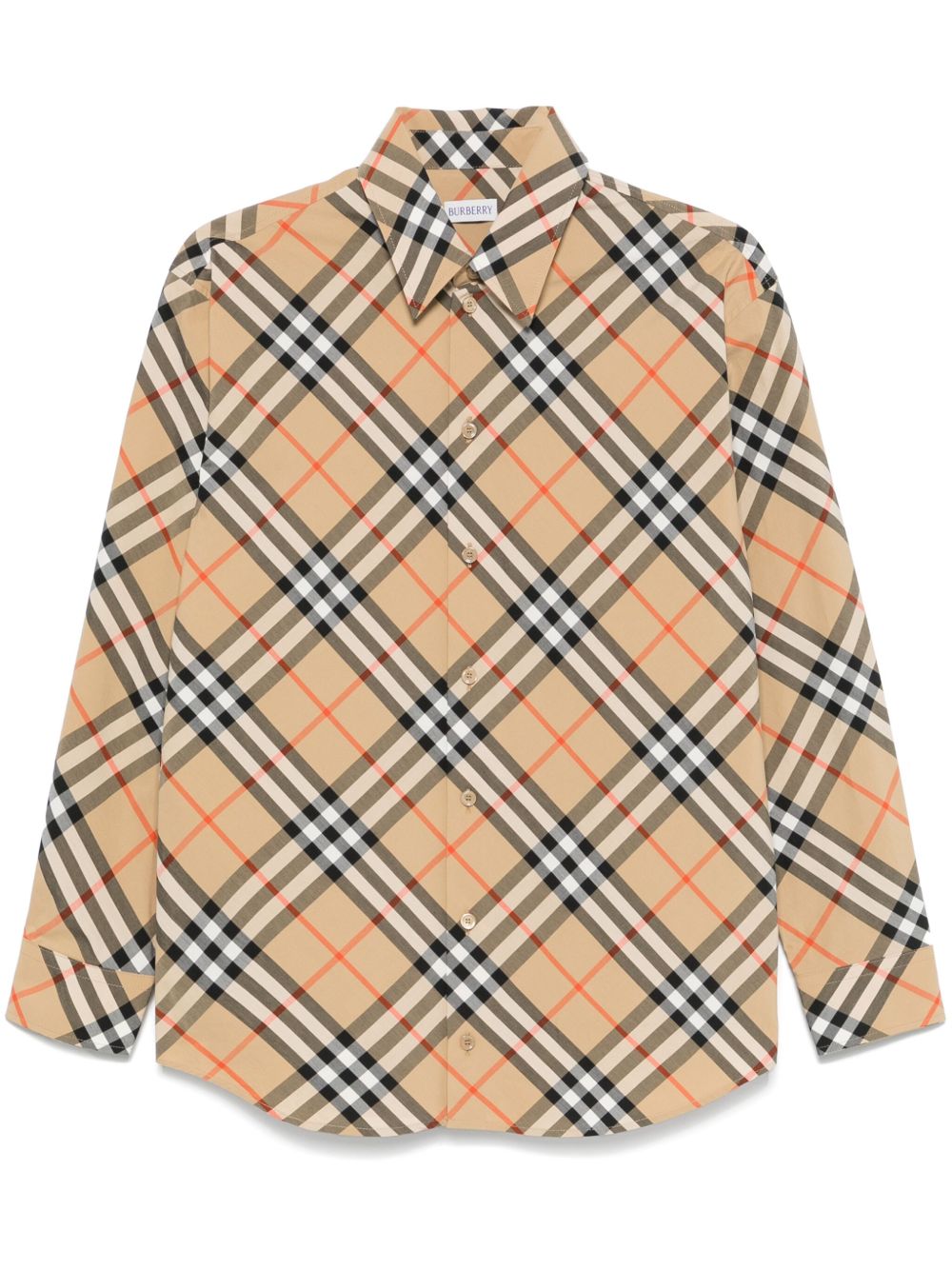 Plaid Patterned Sand Beige Shirt With Classic Collar