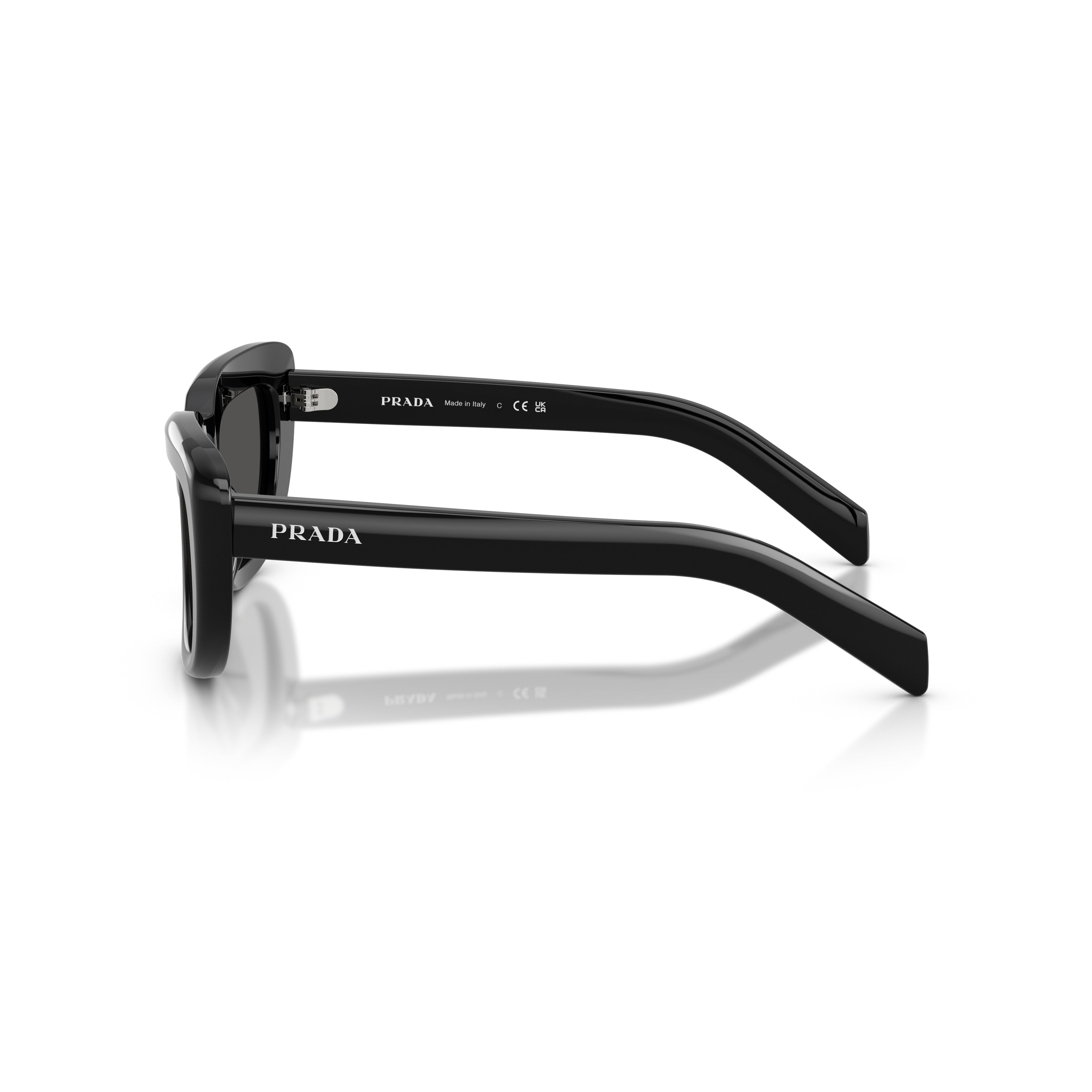 0pr D07s Rectangular Black Acetate Sunglasses