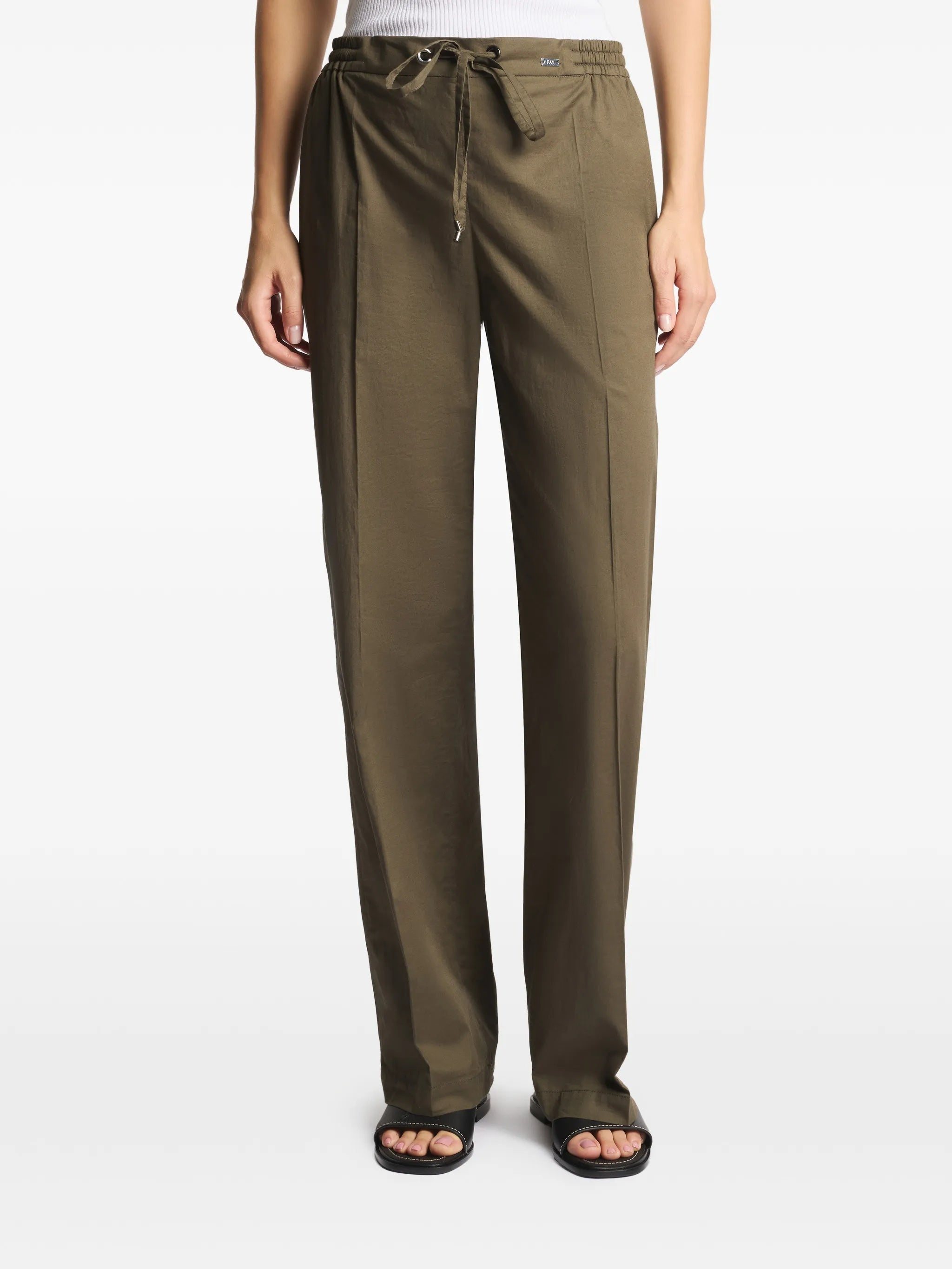 Wide-Leg Drawstring Seam Detailing Pants