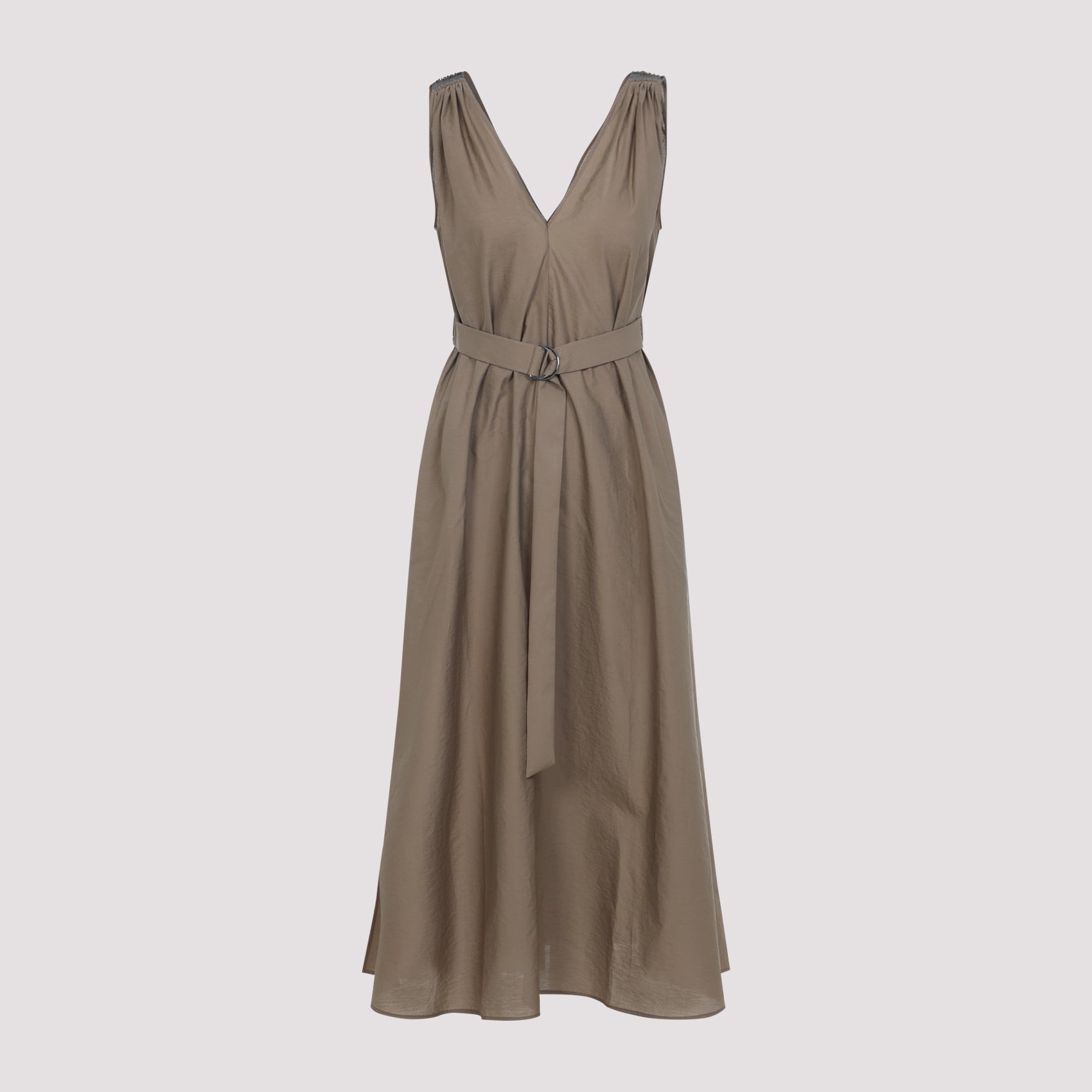Sleeveless Midi Dress with D-Ring Belt