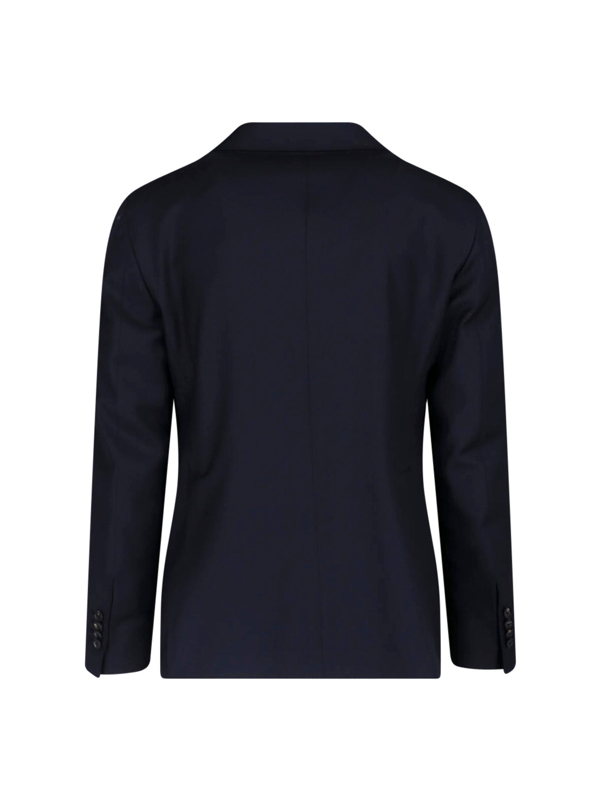 Navy Single-Breasted Peaked Lapel Wool Suit