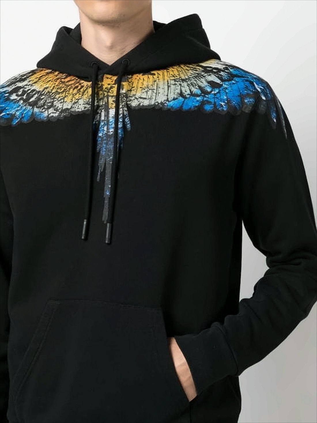 Winged Print Hooded Sweatshirt with Kangaroo Pocket