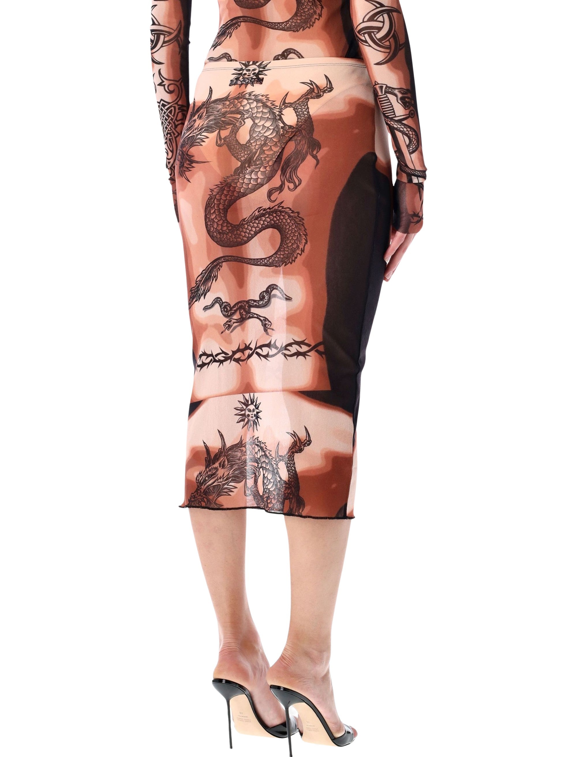 Re-Edition Safe Sex Tattoo Mesh Skirt
