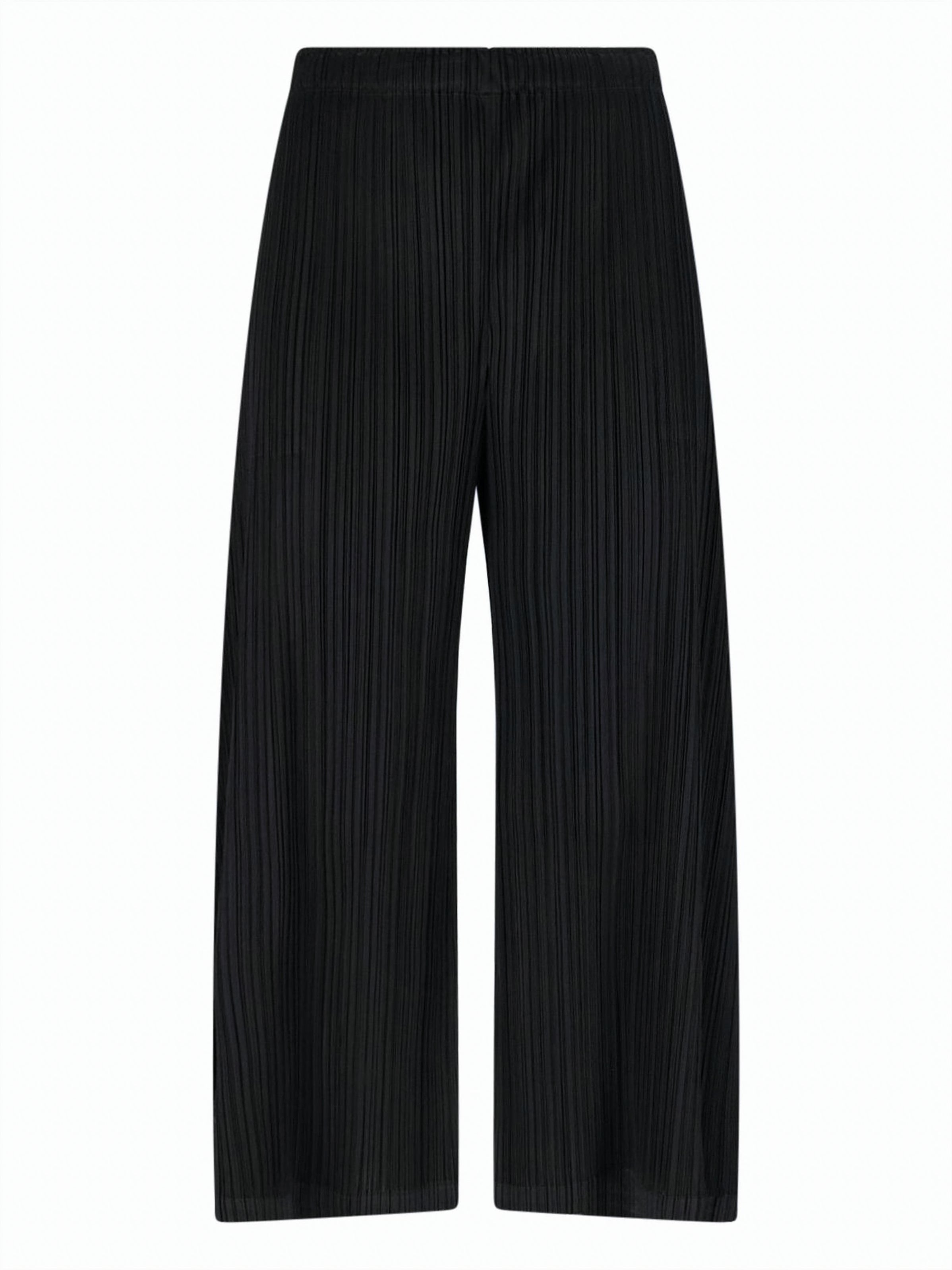 Cropped Straight Pants with Pleated Texture and Subtle Sheen