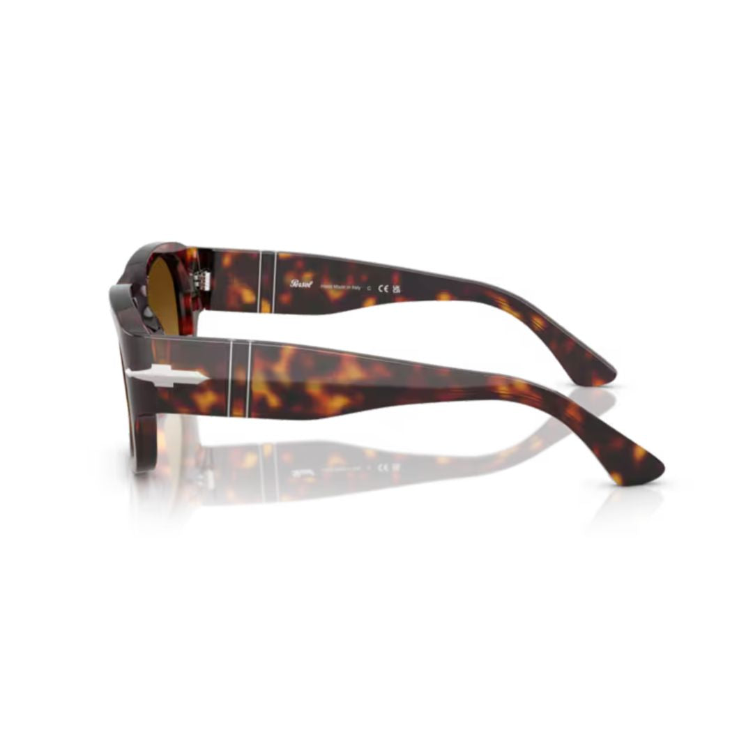 0po3380s Rectangular Tortoiseshell Sunglasses with Silver Arrow Detail