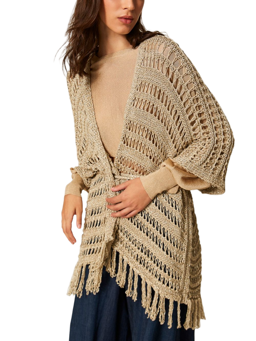 Knitted Open-Front Shawl