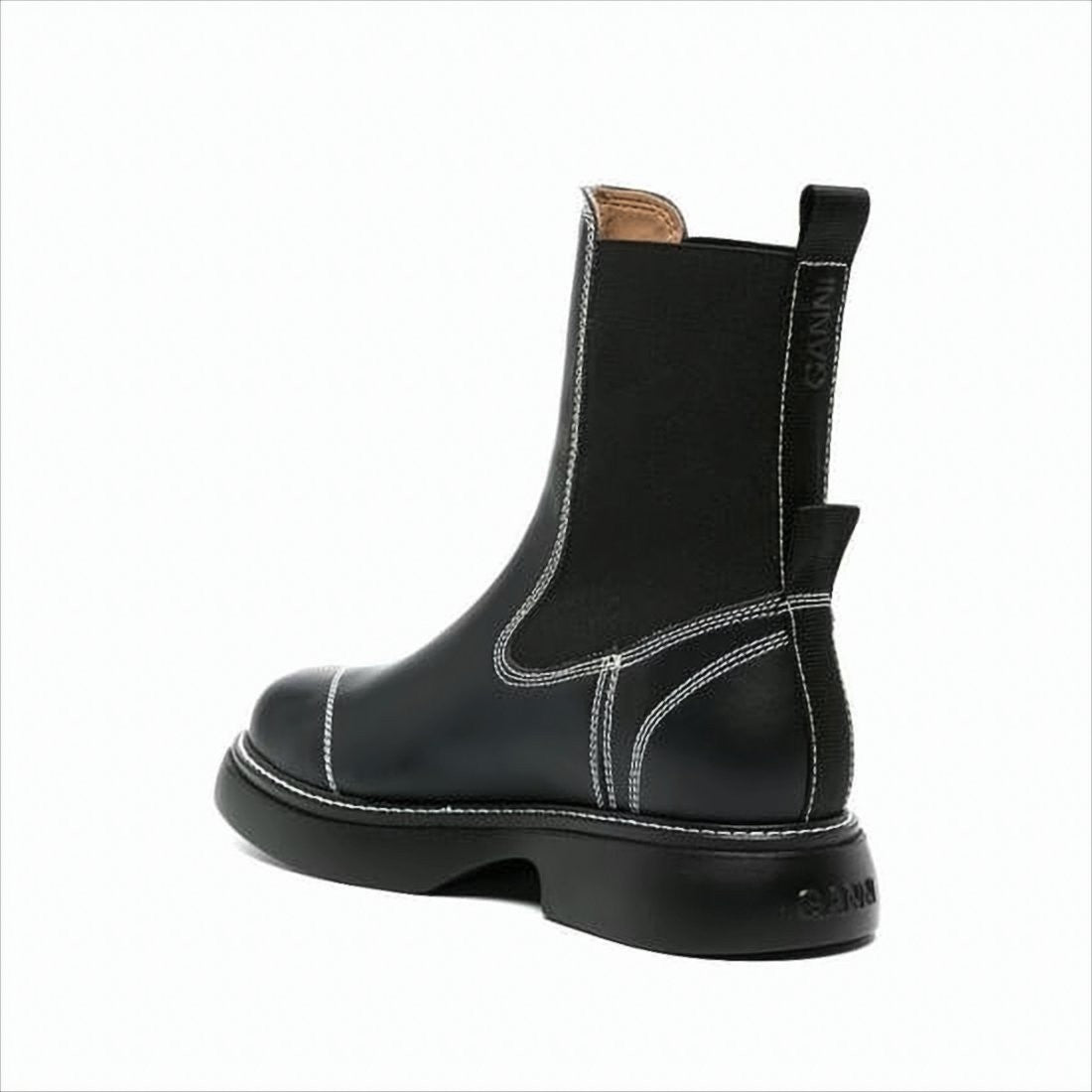 Black Polyurethane Boots with Chunky Silhouette