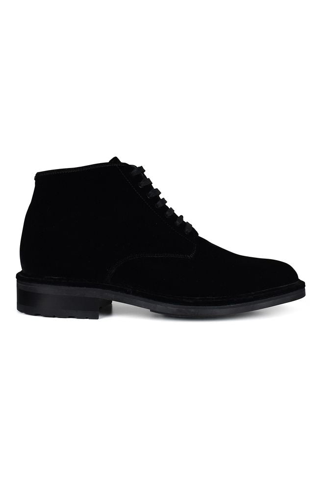Black Velvet Boots With Satin Laces