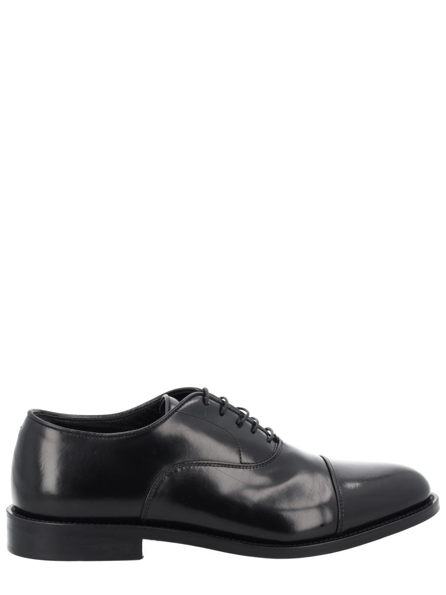 Black Polished Leather Cap Toe Loafers
