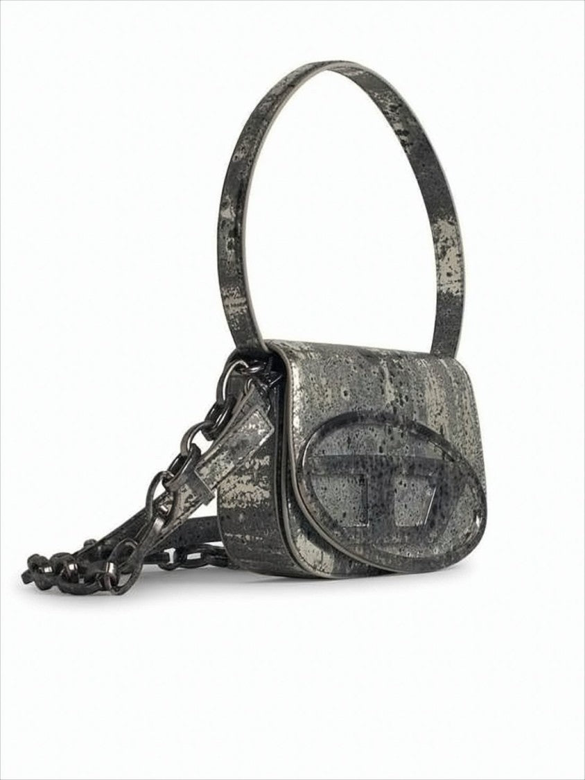Textured Grey Shoulder Bag