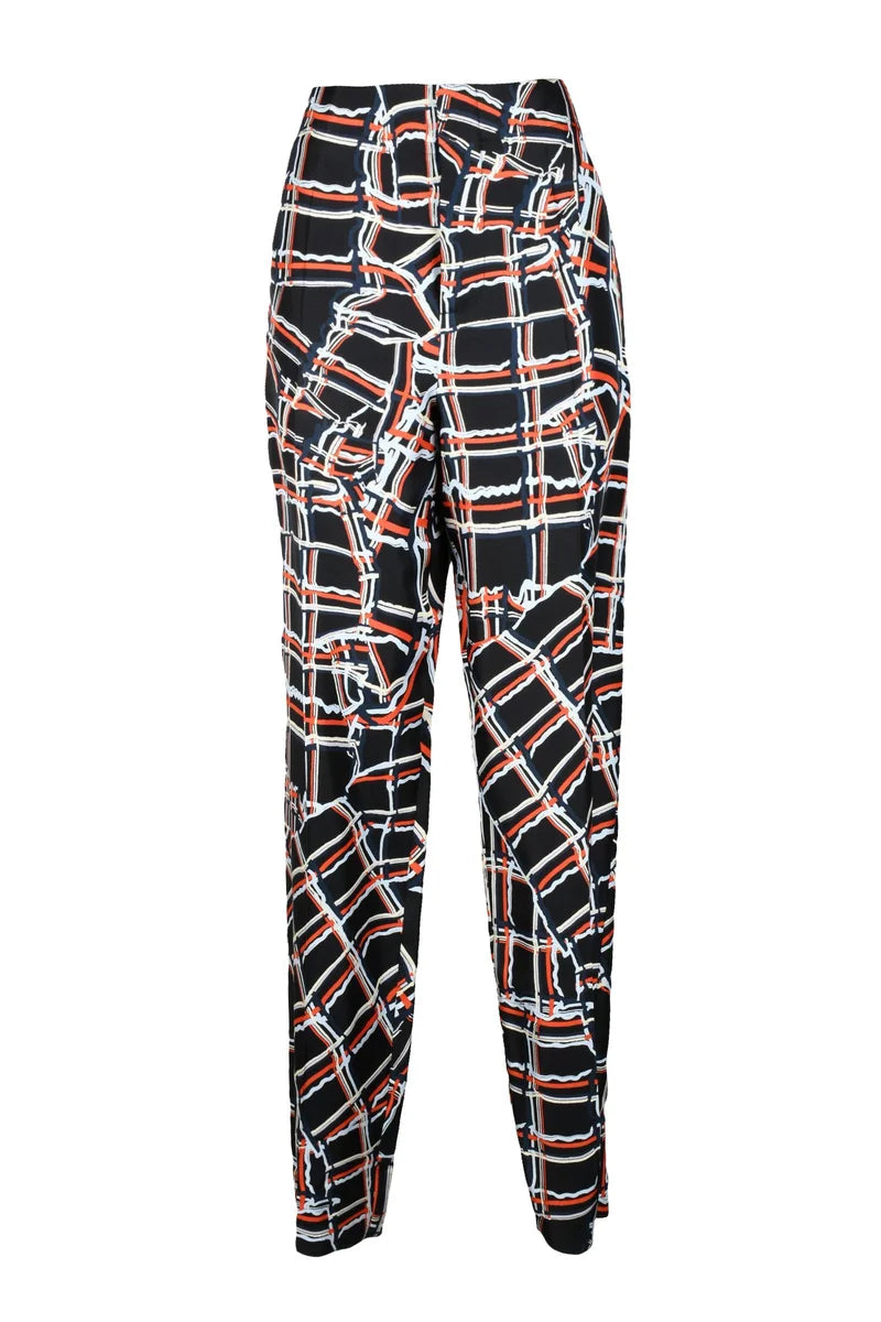 Silk Pants - Black/Orange