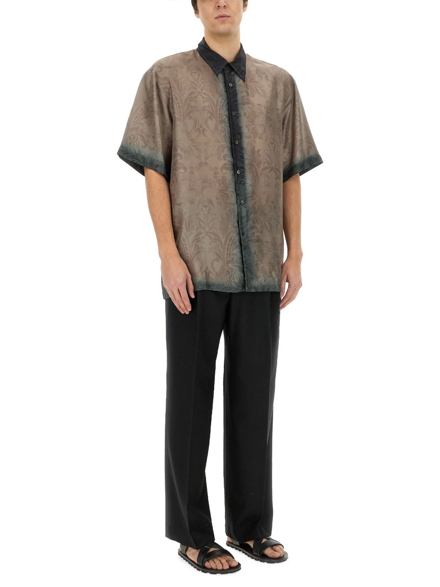 Classic Button-Down Silk Shirt With Pointed Collar