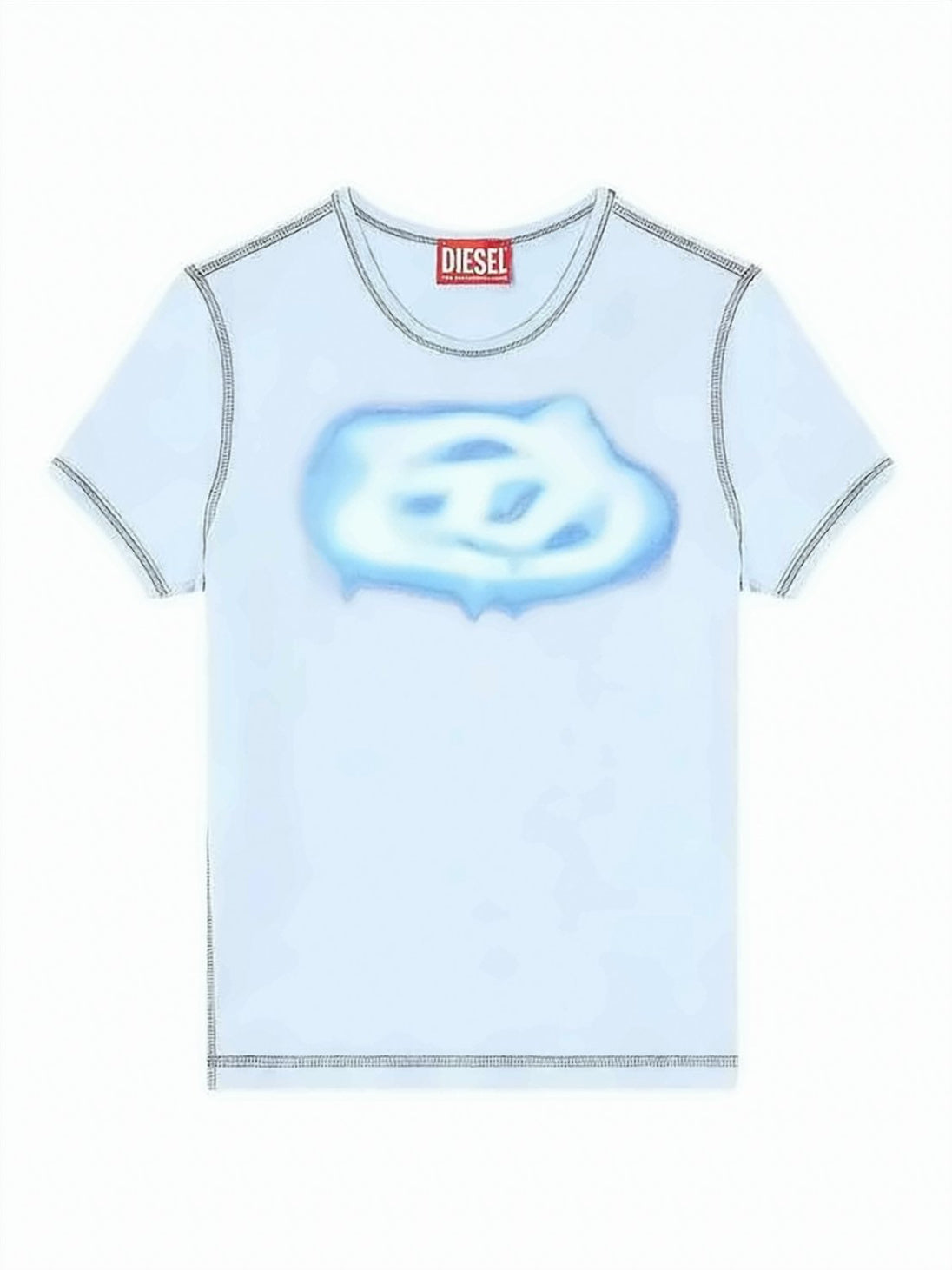 Slim Fit Light Blue T-Shirt with Cloud Graphic