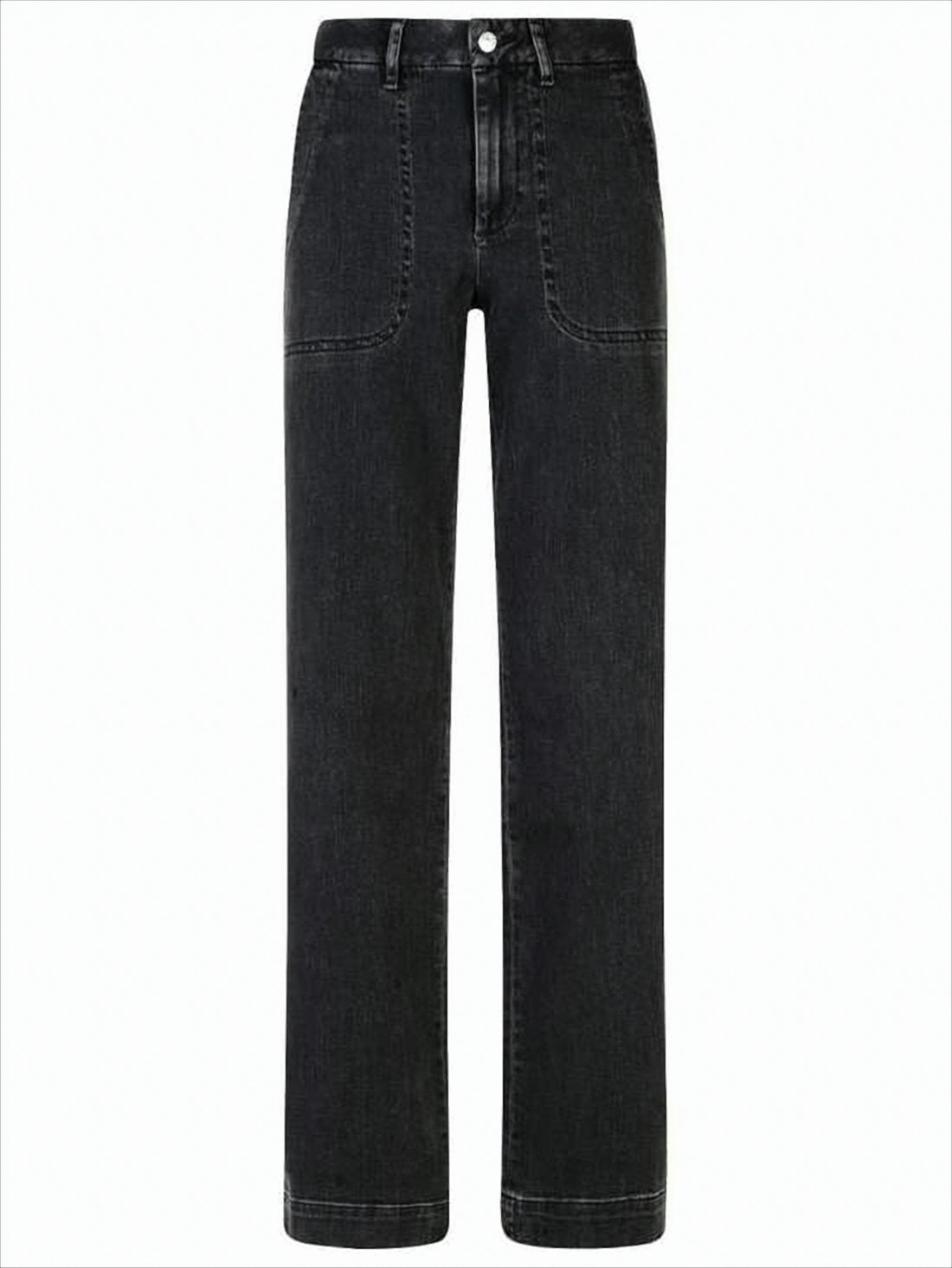 Washed Black Straight-Leg Denim Pants
