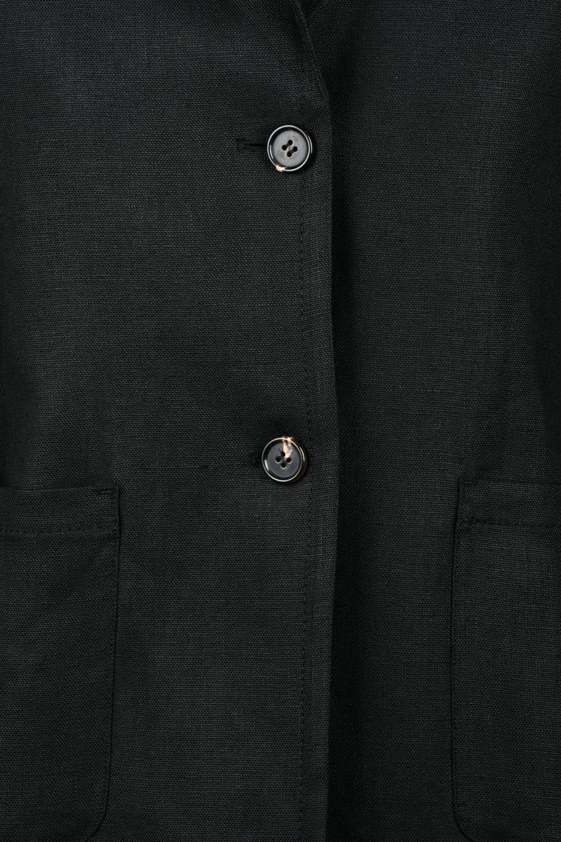 Straight Linen Jacket - Black