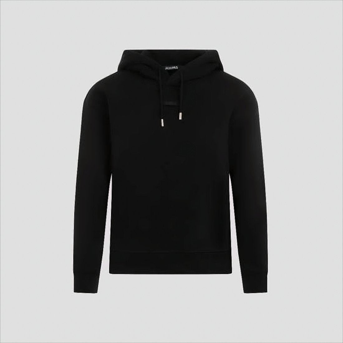 Minimalist Black Hoodie with Metallic Drawstring Tips