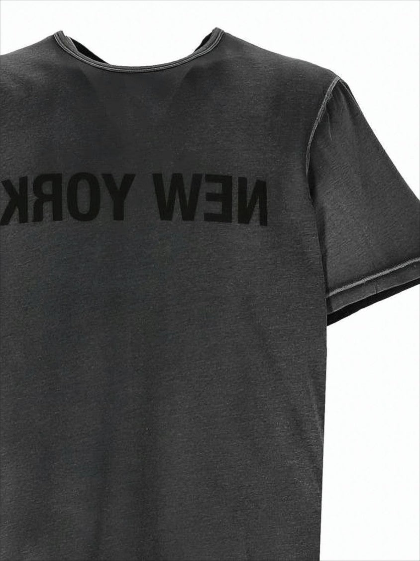 Washed Black Short-Sleeve T-Shirt with Reversed Print