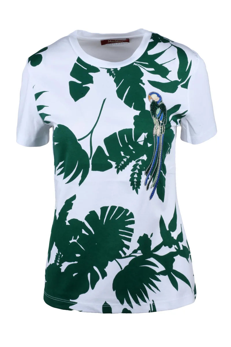 Green White Cotton T-shirt
