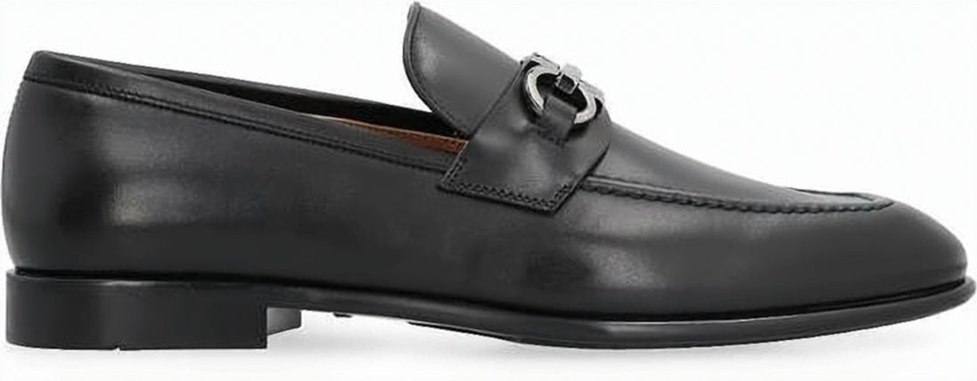 Polished Calf Leather Loafers with Silver-tone Bit