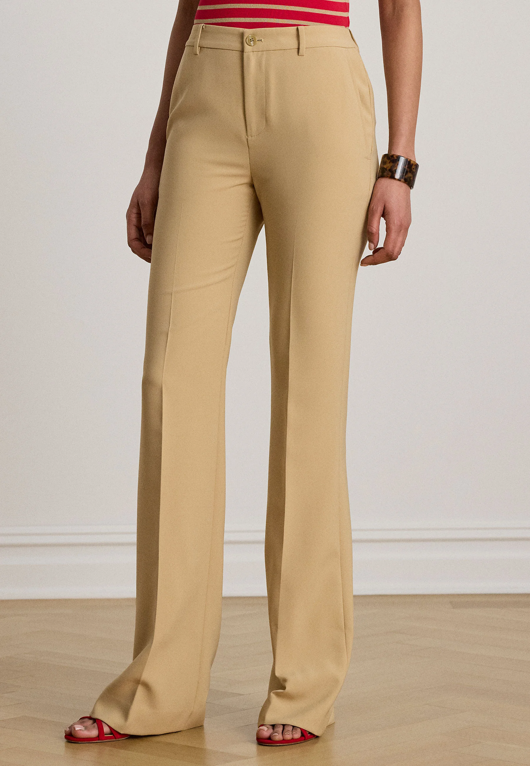 Light Beige Woven City Crepe Trousers