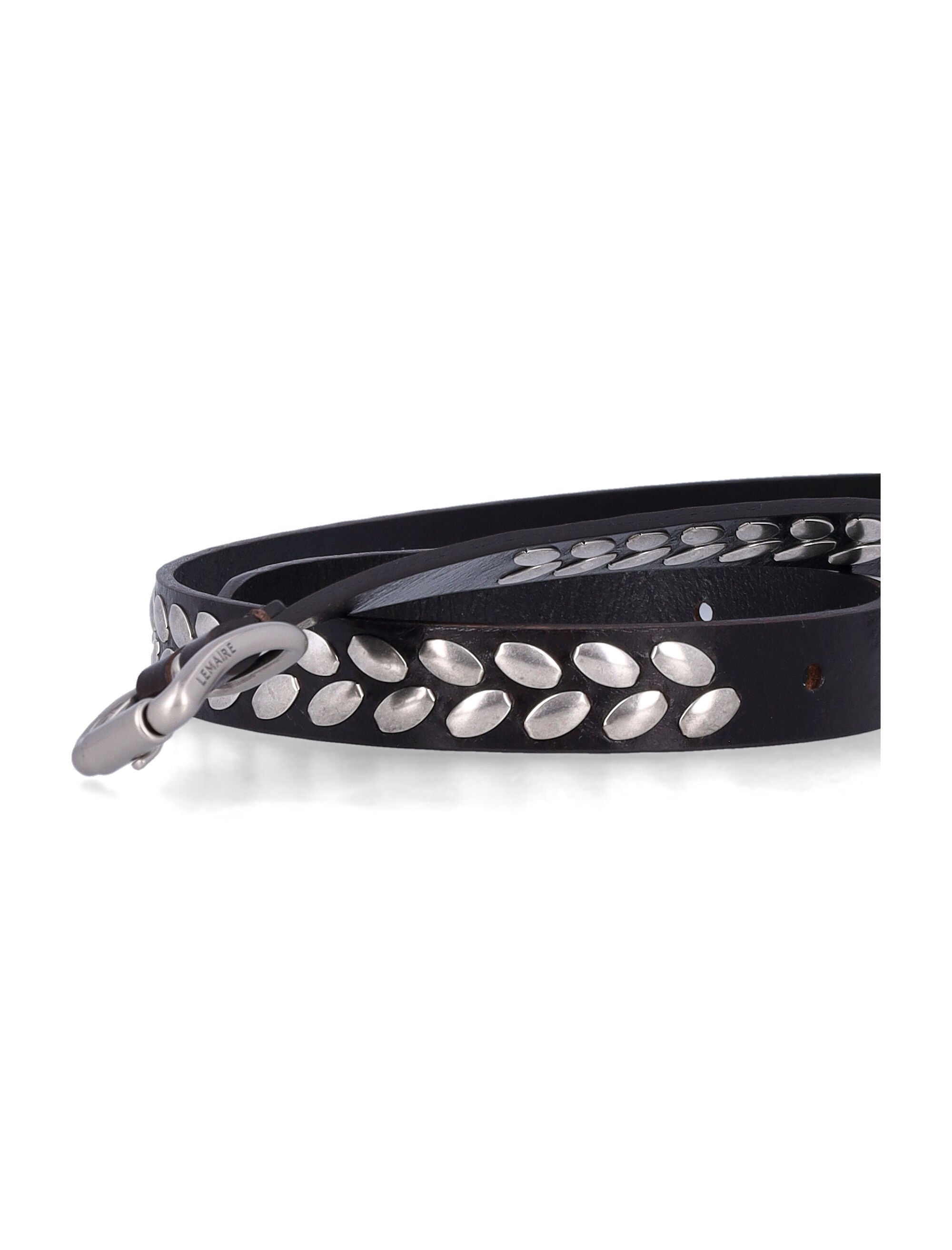 Dark Brown Almond Studs Leather Belt