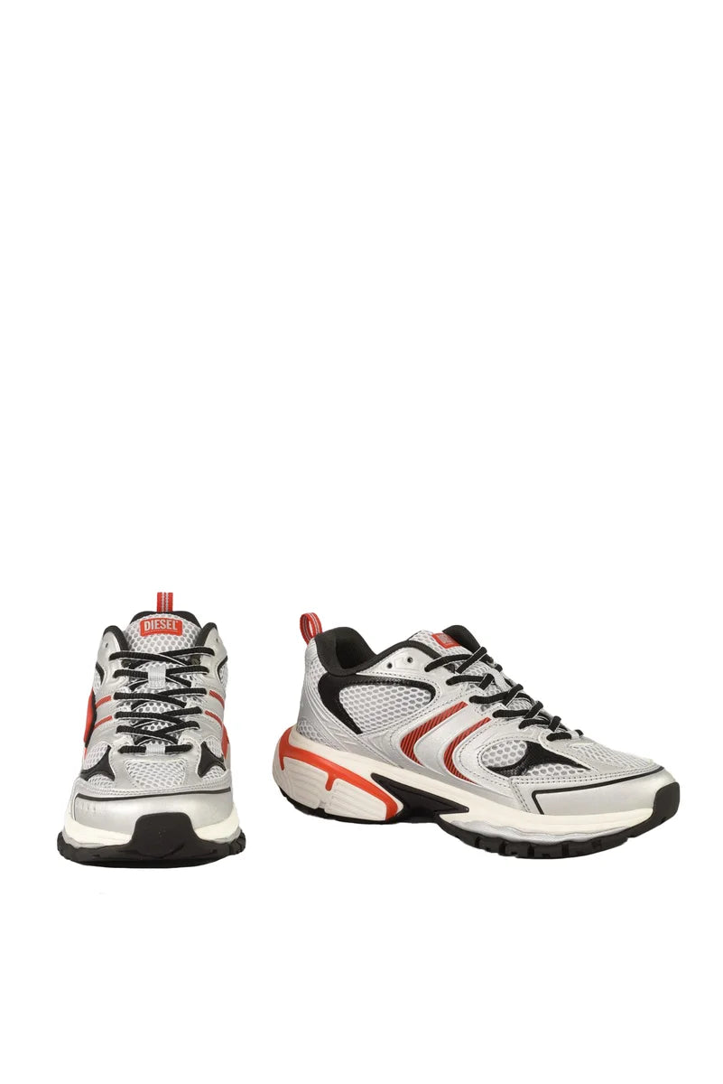 Dynamic Grey Sneakers with Bold Accents